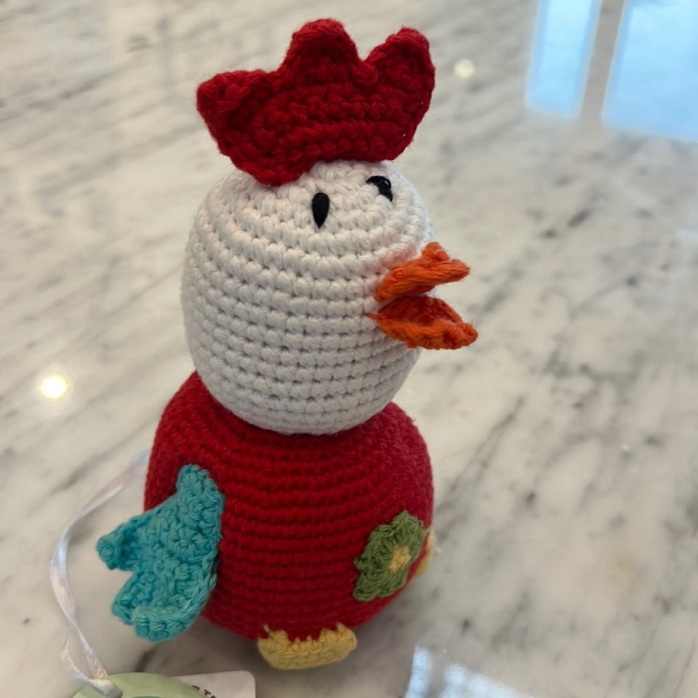New Kids Pebble Crocheted Chicken Rattle Stuffed Toy